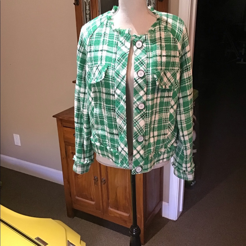 Cabi-Library Jacket-Green Check